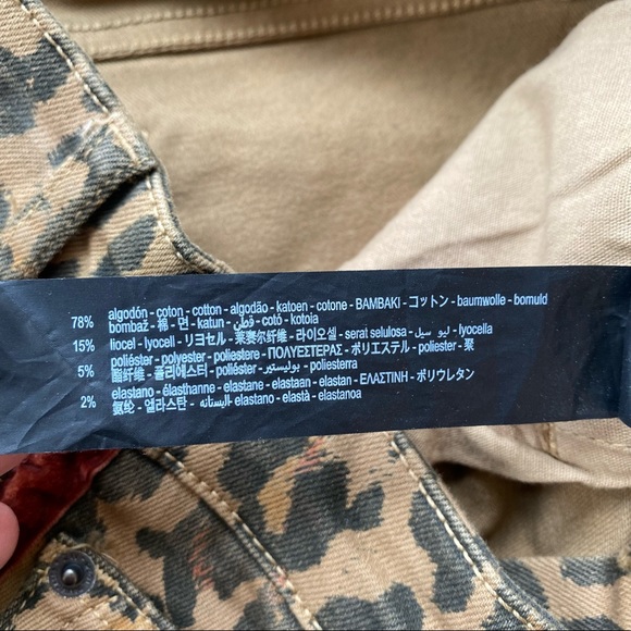 Zara woman high rise leopard animal print red velvet trim skinny jeans 2 - Picture 11 of 12